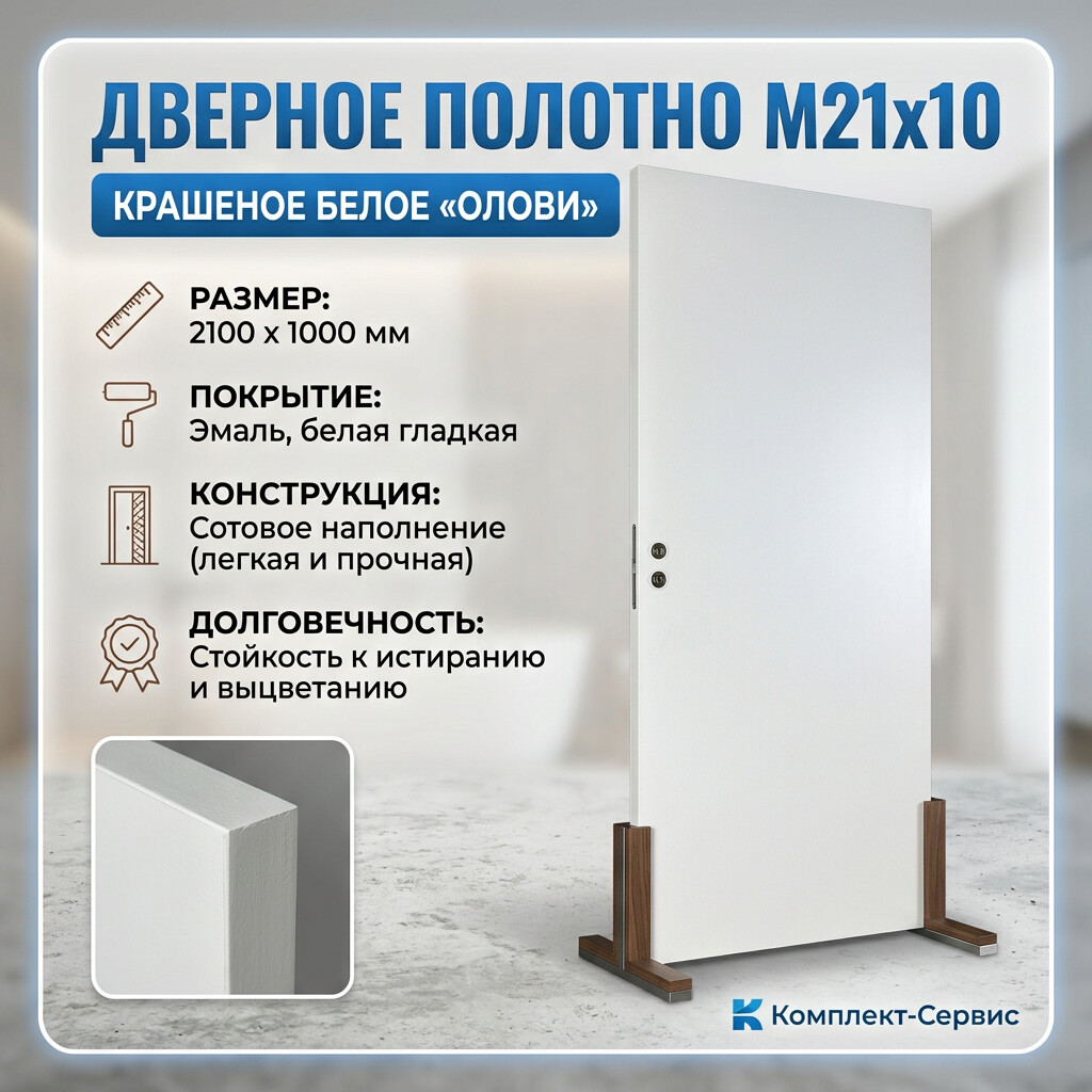 Дверное полотно М21х10 крашеное белое "ОЛОВИ" (шт)
