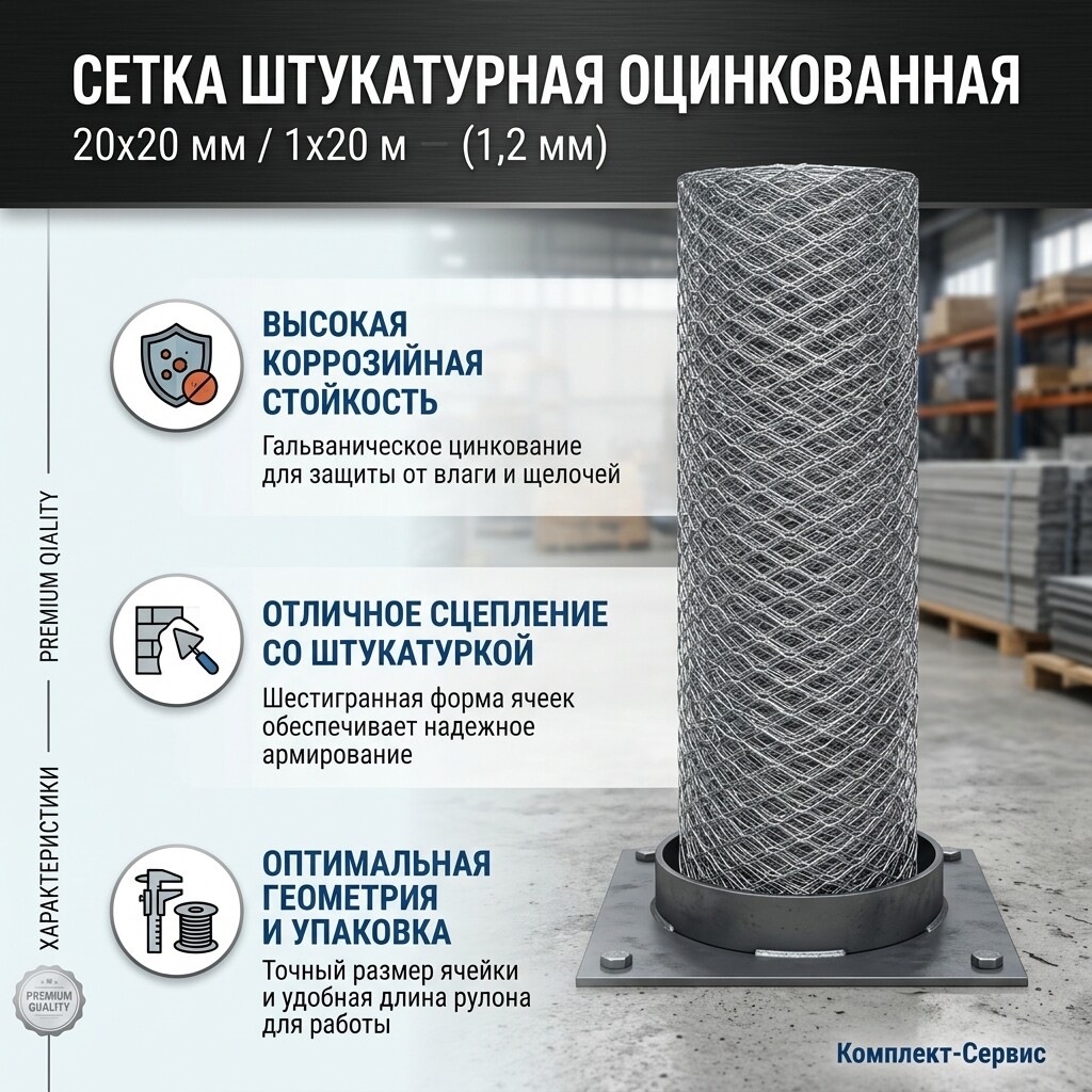 Сетка штукатурная оцин 20х20/1х20м (1,2мм) (шт)