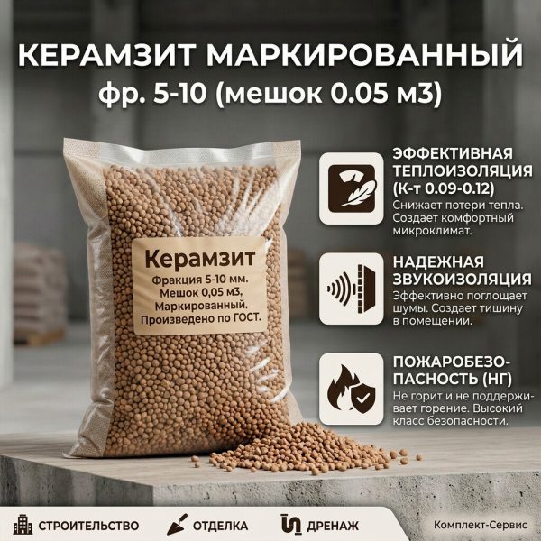 Керамзит фр 5 10 маркированный (меш 0,05 м3)  (шт)