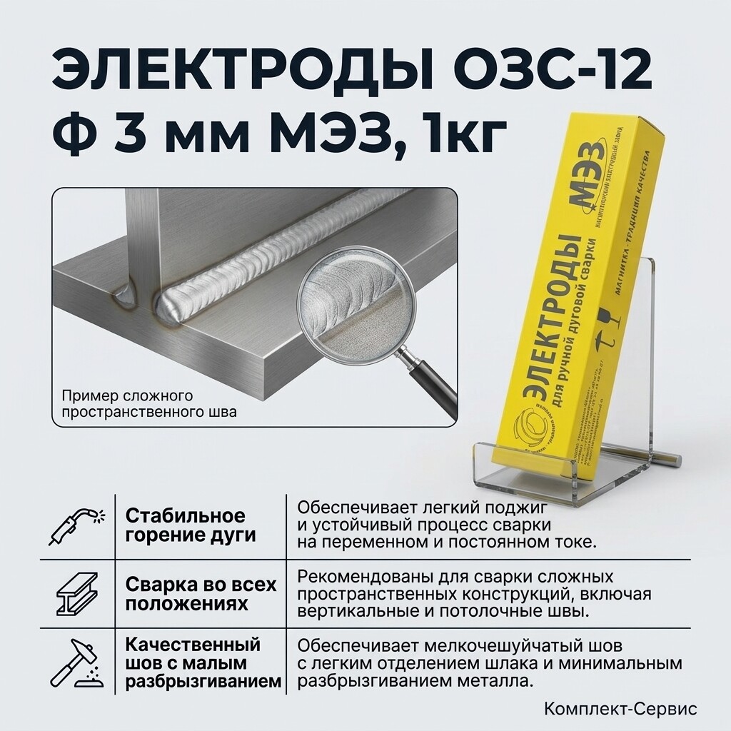 Электроды ОЗС 12 ф 3,0 мм МЭЗ 1кг (шт)