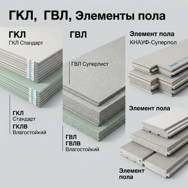 ГКЛ, ГВЛ, Элементы пола