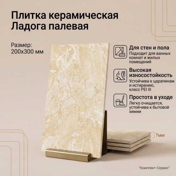 Плитка кер Ладога палевая верх 200х300 (м2)