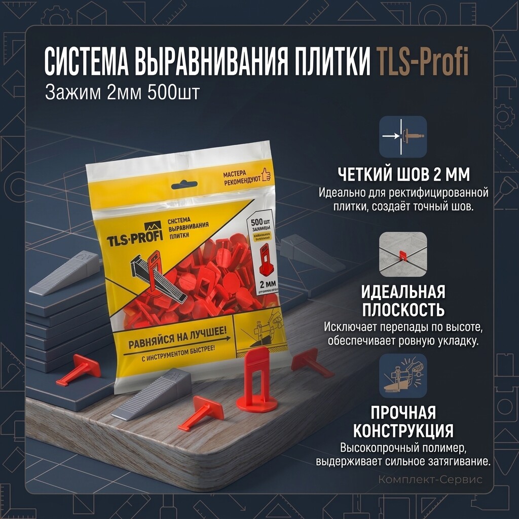 Система выравнивания плитки TLS Profi Зажим 2мм 500шт (шт)