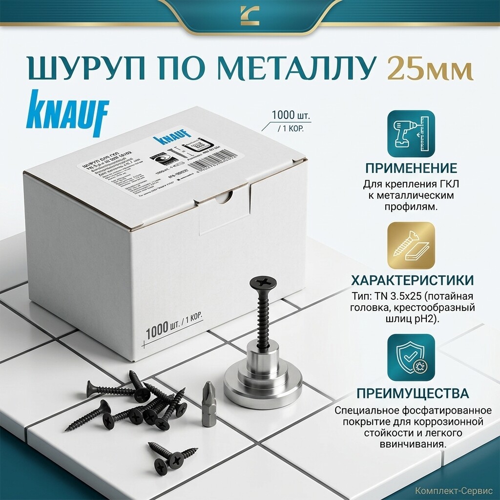 Шуруп по металлу 25мм "Knauf" (шт)