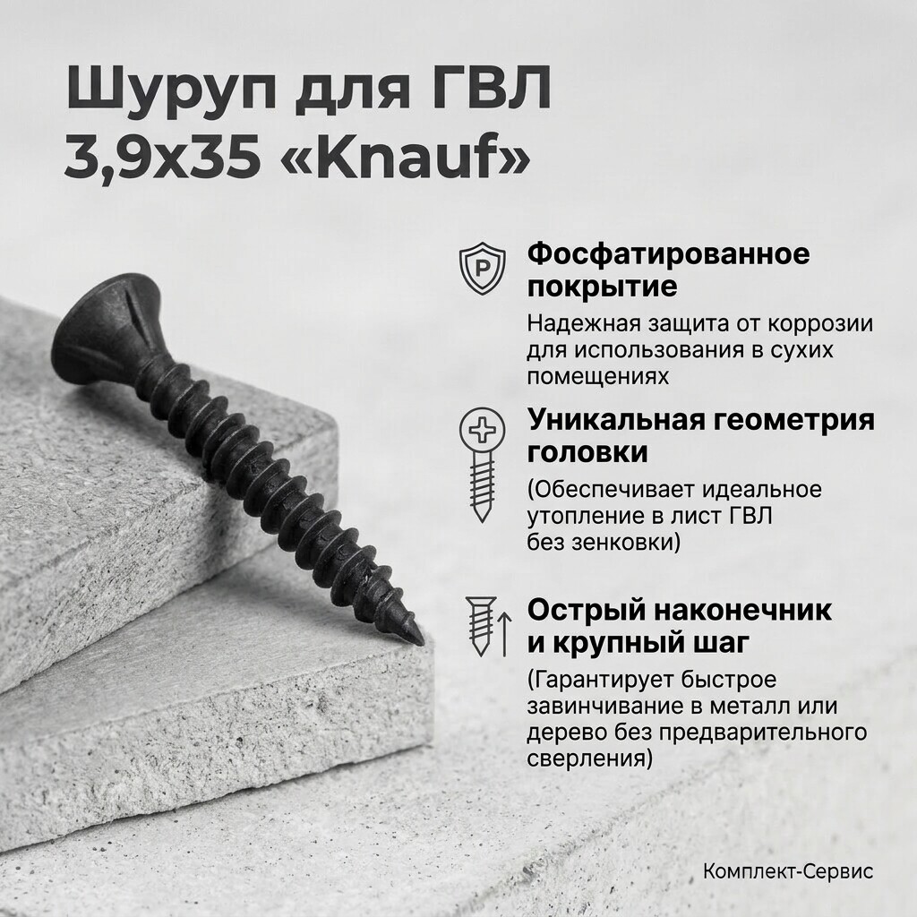 Шуруп для ГВЛ 3,9х35 "Knauf" (шт)