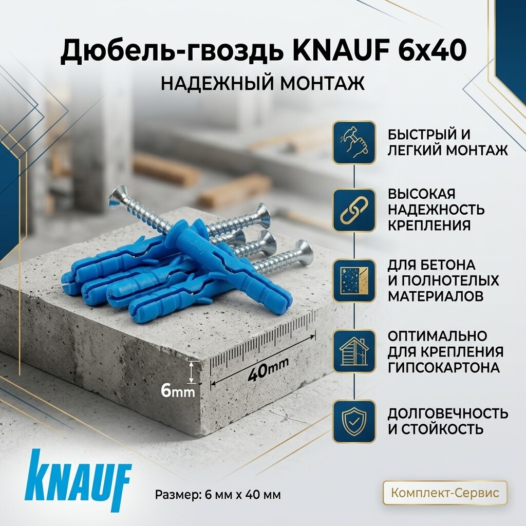 Дюбель гвоздь 6х40 KNAUF (шт)