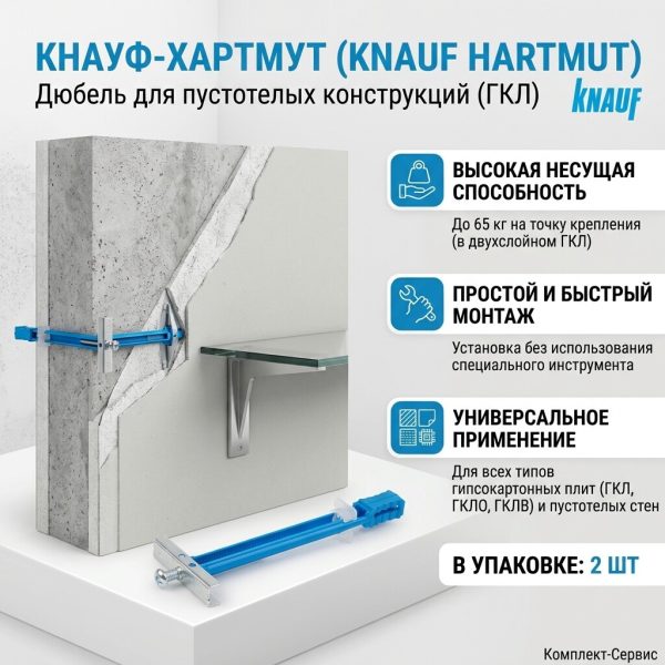 Дюбель ГКЛ "HARTMUT" Knauf (2 шт/уп) (шт)