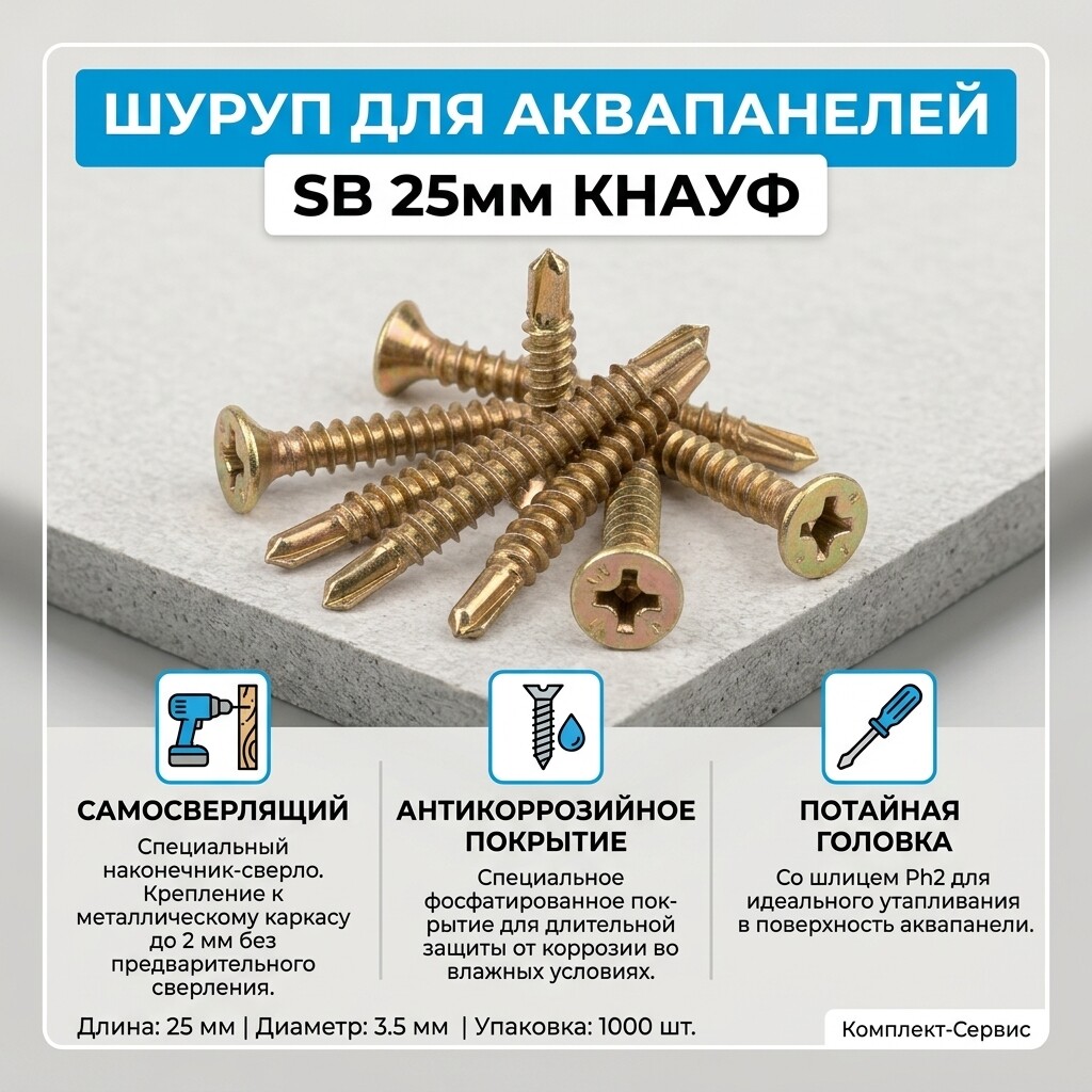 Шуруп для аквапанелей SB 25мм (шт)