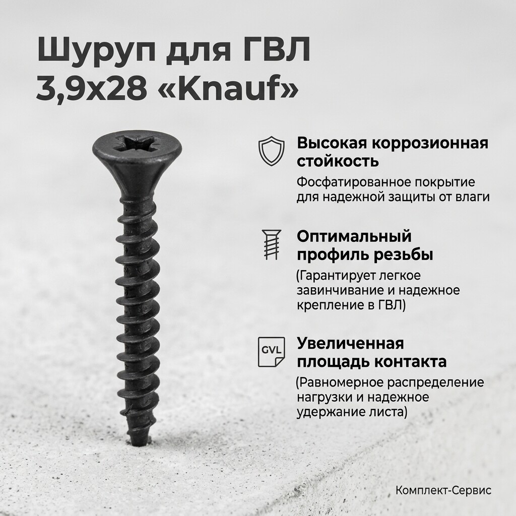 Шуруп для ГВЛ 3,9х28 "Knauf" (шт)