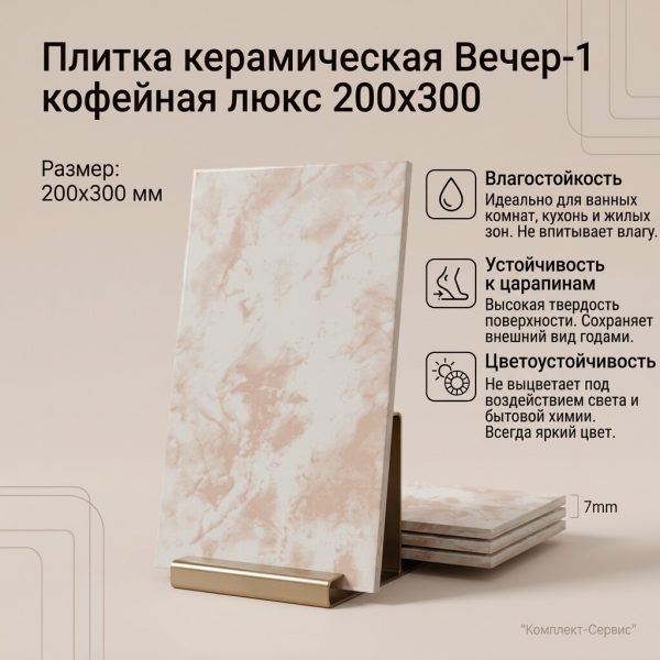 Плитка кер Вечер 1 кофейная люкс 200х300 (м2)