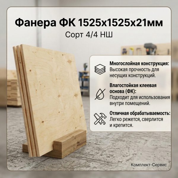 Фанера ФК 1525х1525х21мм сорт 4/4 НШ (шт)