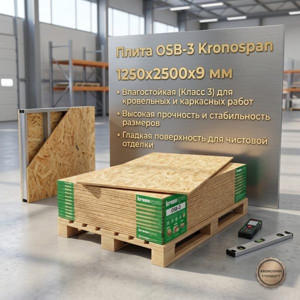Плита OSB 3 1250х2500х9 мм ( 3,125 м2 ) Kronospan (шт)