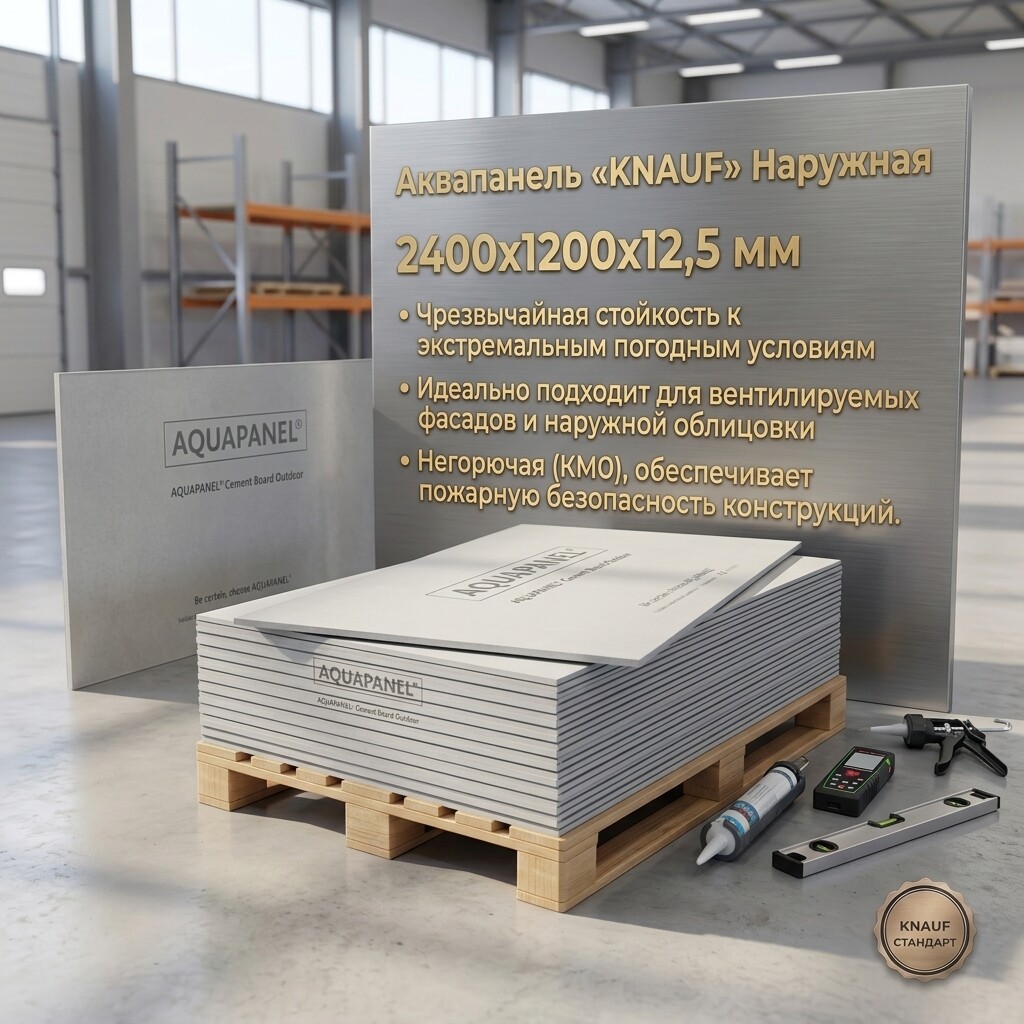Аквапанель "KNAUF" Наружная 2400х1200х12,5мм (шт)