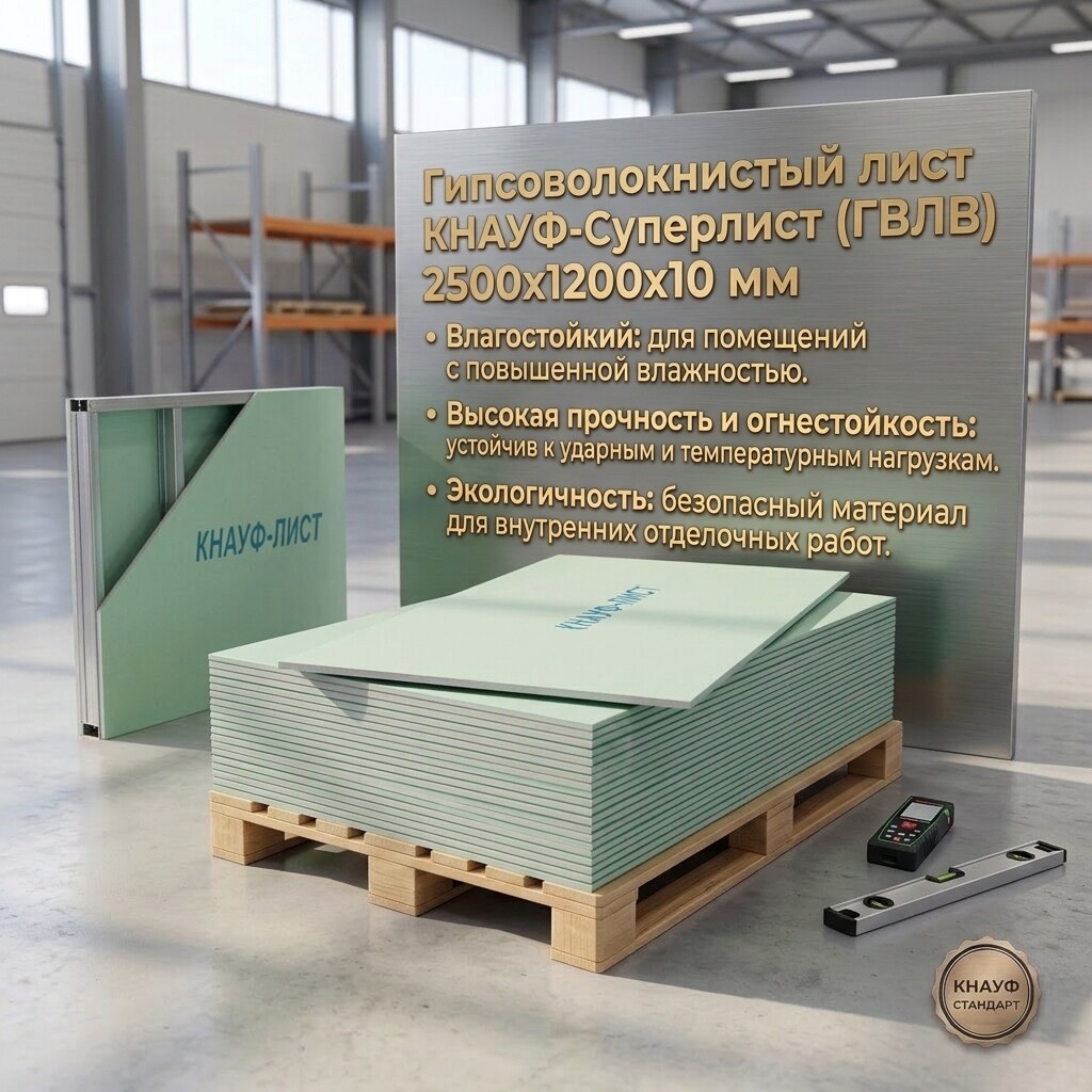 Гипсоволокно "KNAUF" ФК влагост 2500х1200х10мм (шт)
