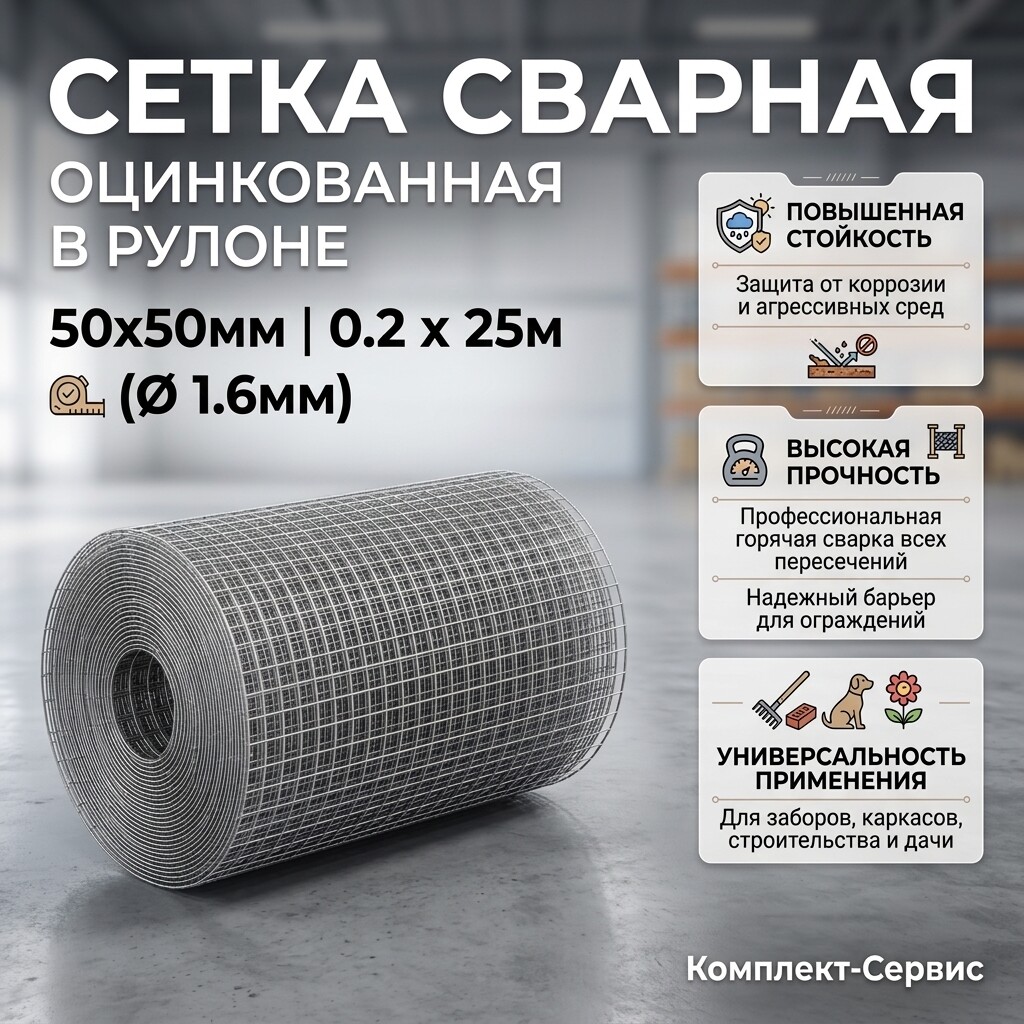 Сетка сварная 50х50мм/0,2х25м (1,6мм) (шт)