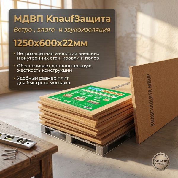 МДВП КнауфЗащита 1250х600х22мм (шт)