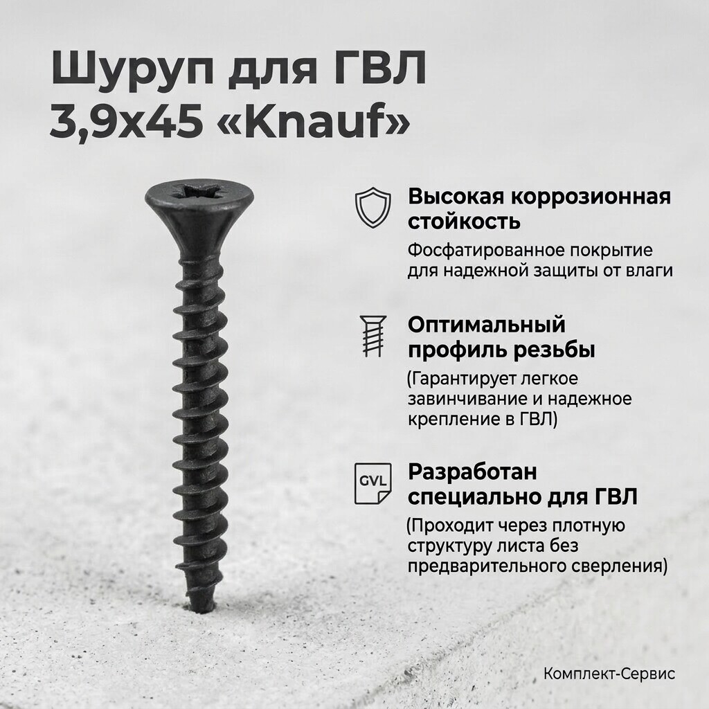 Шуруп для ГВЛ 3,9х45 "Knauf" (шт)