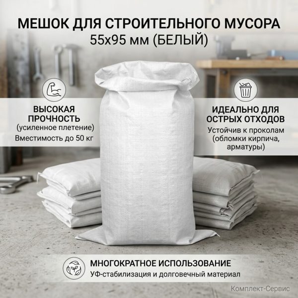 Мешок для строительного мусора 55х95мм  (белый) (шт)